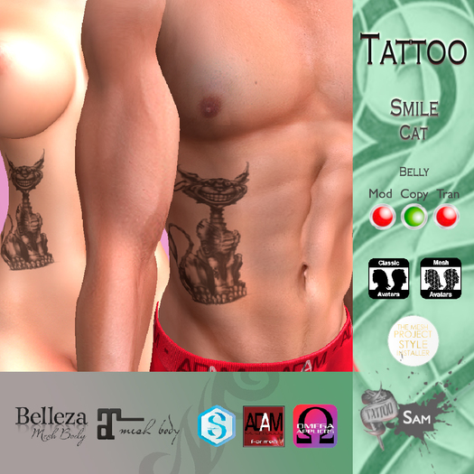 SAM TATTOOS SMILE CAT UNISEX