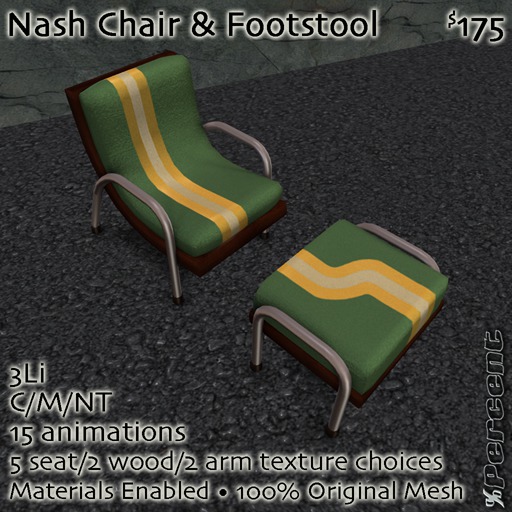 % Nash Chair & Footstool (multi) *MESH*