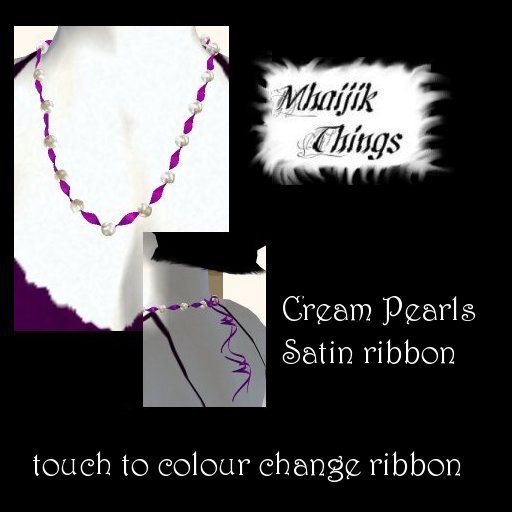 Cream Pearls on ribbon bowed Necklace