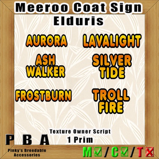 Meeroo Coat Sign "Elduris" Vers. 1