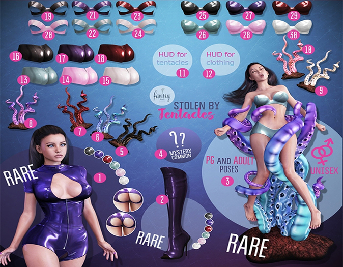 Fawny - Stolen by Tentacles.Cutted Top - Maitreya - Pink
