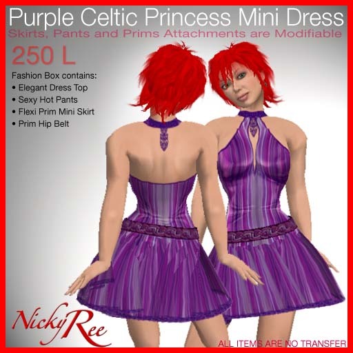 Purple Celtic Princess Mini Dress