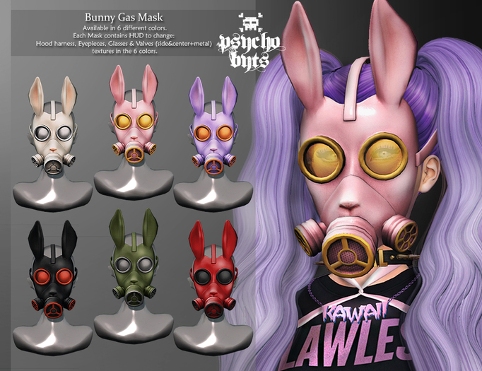 .{PSYCHO:Byts}. Bunny Gas Mask - Red