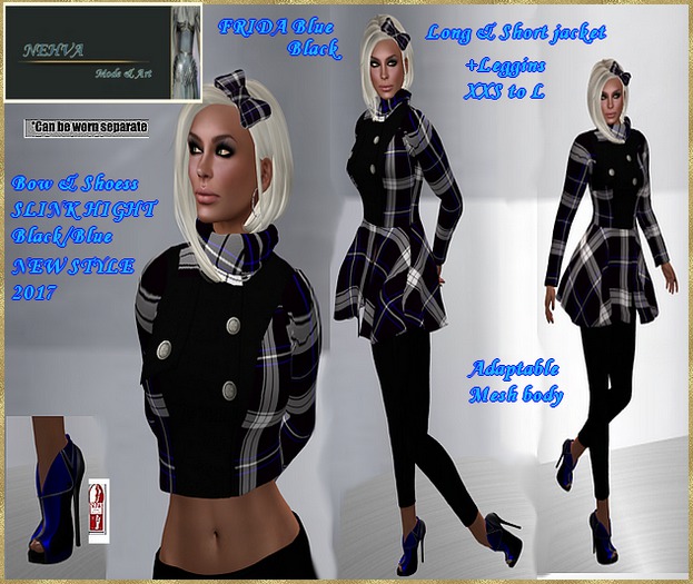 Frida2-blue/black  kit coco Tartan  jacket & leggings