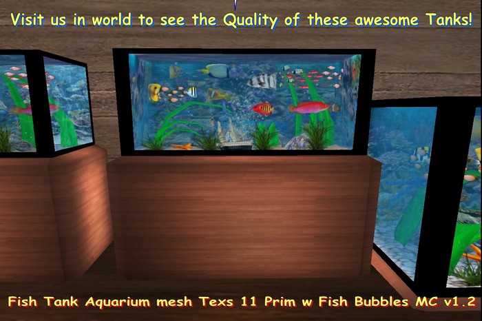 Fish Tank Aquarium mesh Texs 11 Prim w/Fish/Bubbles M/C v1.2 I
