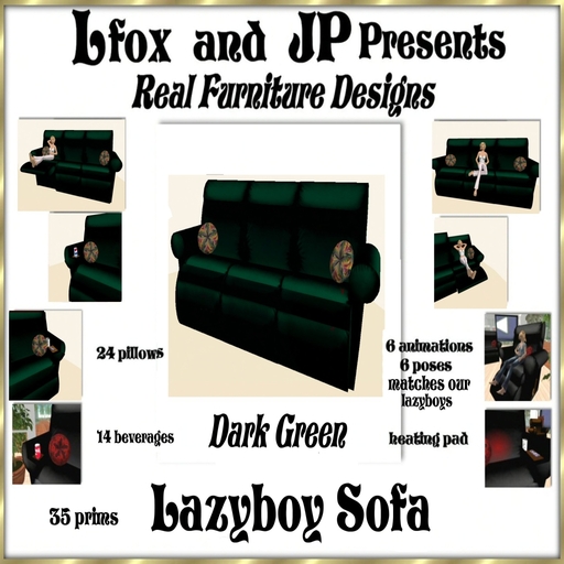 lfox and JP Lazyboy Sofa - Dark Green (boxed)