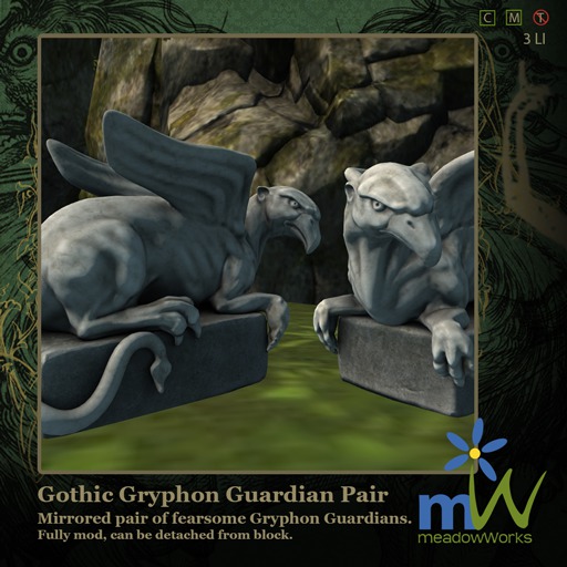Gothic Gryphon Guardian Pair