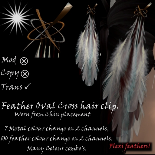 Feather Oval Cross Hair clip 