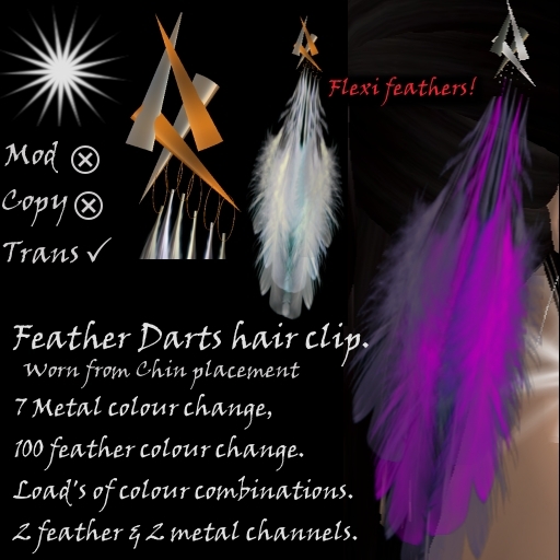 Feather Darts hair clip (colour changer) 