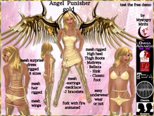 Angel punisher gold wings hair rigged mesh tigh boots