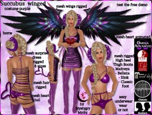 Succubus winged mesh rigged purple costume hair thigh boots