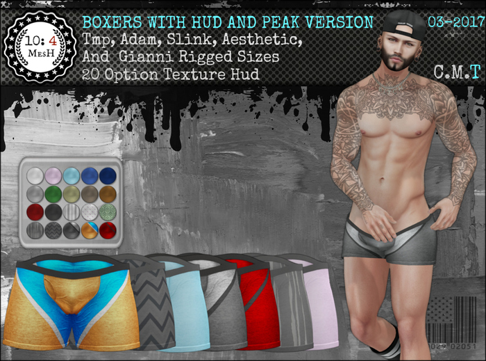 *10: 4 MesH ~ Classic Boxers ~ With Texture Hud, TMP, Slink, Adam, Gianni, Aesthetic