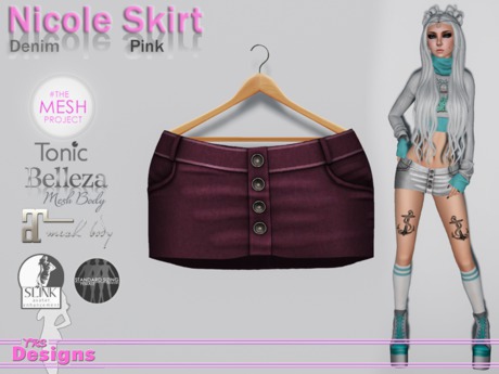 Second Life Marketplace - Nicole Skirt Denim Pink