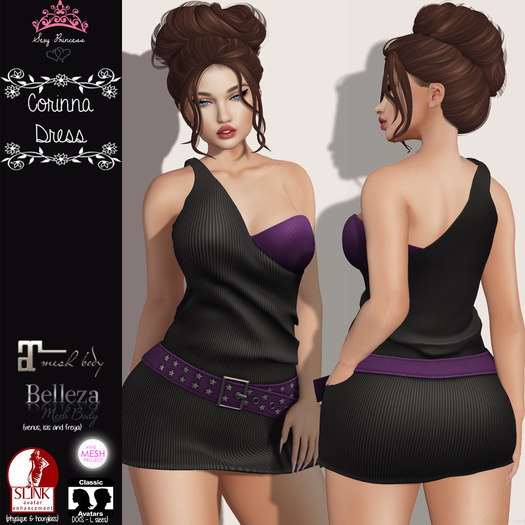 **Sexy Princess** Corinna Black-Purple Dress