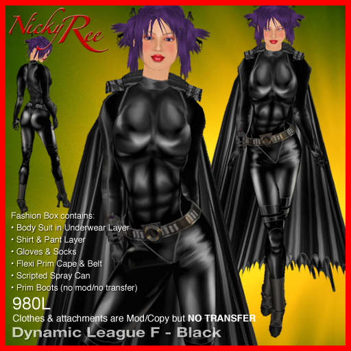 Nicky Ree BodySuits - Dynamic League F Suit Black