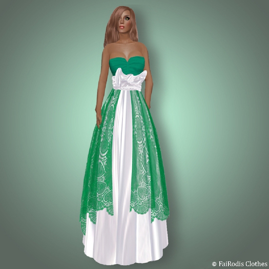 FaiRodis Shamrock green white lace dress