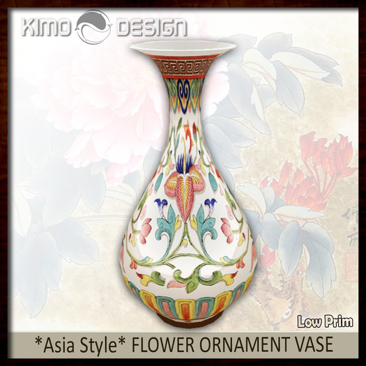 *Asia Style* Vase Flower Motiv orange