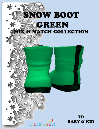 SNOW BOOT GREEN BOXED (wear to unpack)