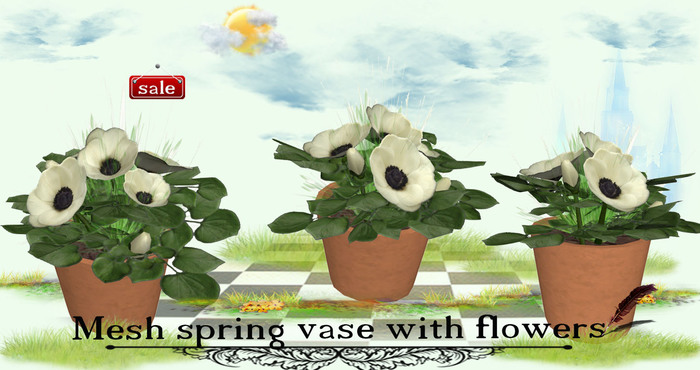 Mesh spring vase with flowers v. 4