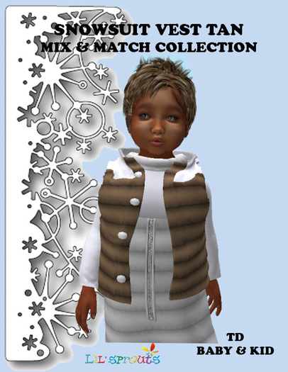 SNOWSUIT VEST TAN BOXED (wear to unpack)