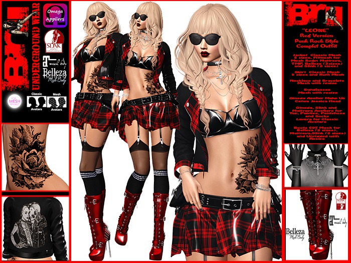 **LEONE RED VERSION PUNK ROCK STYLE COMPLET OUTFIT **