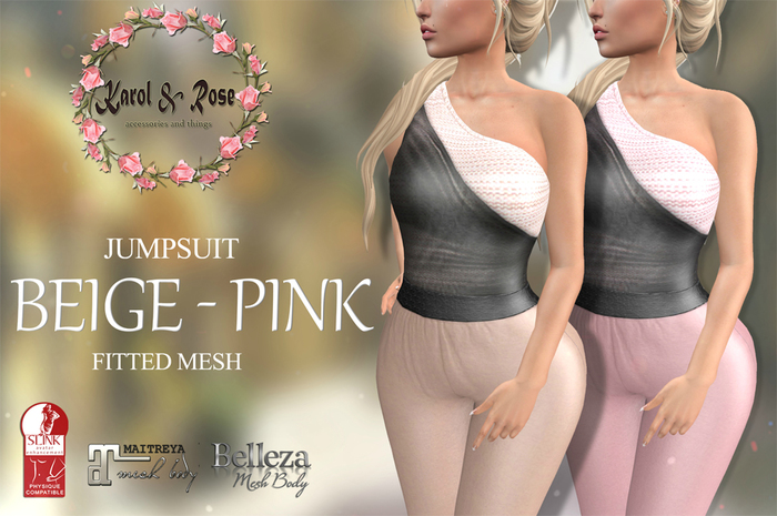 .KAROL ROSE. Jumpsuit beige - pink