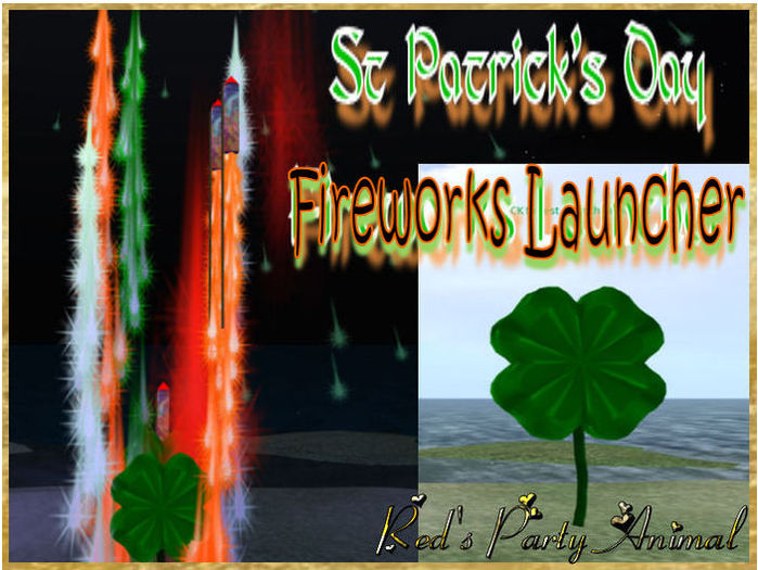 St PATRICK'S DAY clover  FIREWORKS LAUNCHER GREEN,WHITE,ORANGE