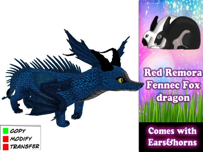 Red Remora - Fennec Fox - dragon Blue