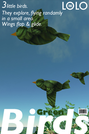 Three Little Green Birds: Flying & Animated