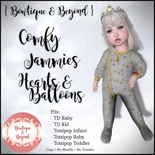 { Bowtique & Beyond } Comfy Jammies / Hearts & Balloons [BOXED]