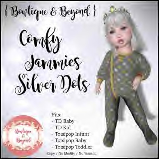 { Bowtique & Beyond } Comfy Jammies / Silver Dots [BOXED]