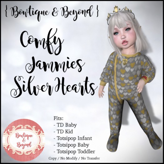 Tiny Tiaras Bowtique - Comfy Jammies / Silver Hearts