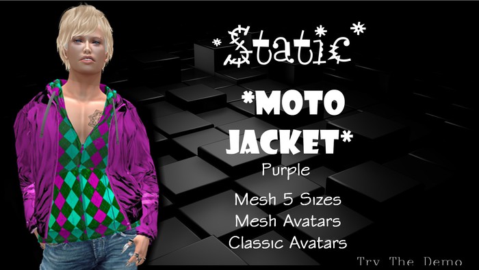 *Static* Moto Leather Jacket & Hoodie Purple-- Mesh 5 sizes