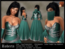 "Roberta" - teal - fantasy / free woman dress - modesty shirt option - Lolas Tango Top Appliers included