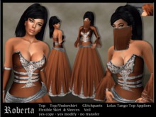 "Roberta" - brown - fantasy / free woman dress - modesty shirt option - Lolas Tango Top Appliers included