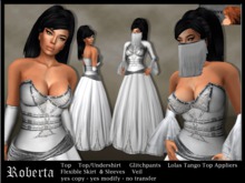 "Roberta" - white - fantasy / free woman dress - modesty shirt option - Lolas Tango Top Appliers included
