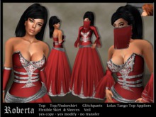 "Roberta" - red - fantasy / free woman dress - modesty shirt option - Lolas Tango Top Appliers included