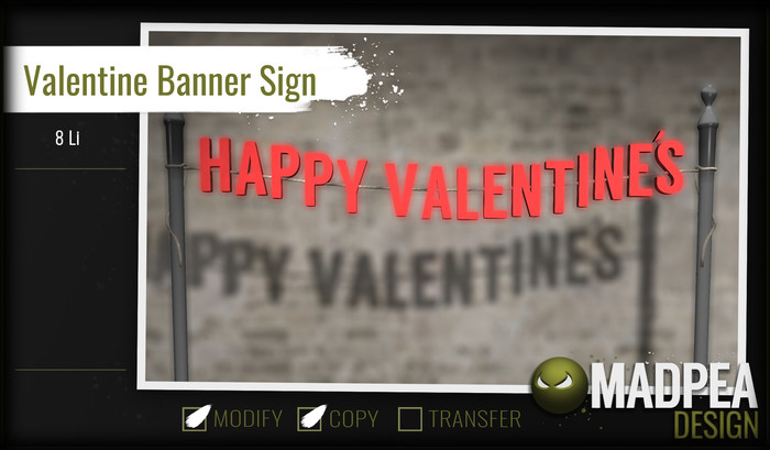 MadPea Valentine Banner Sign Boxed