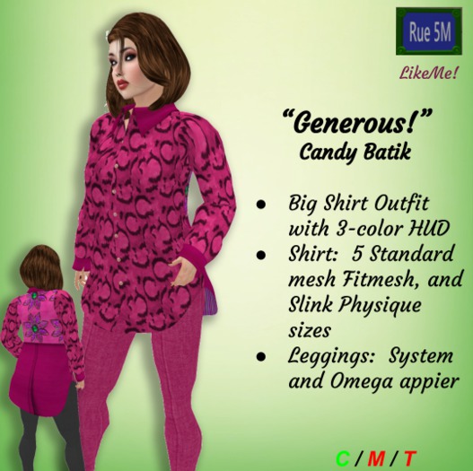 5Ms Generous BigShirt Outfit - Candy (ADD to unpack)