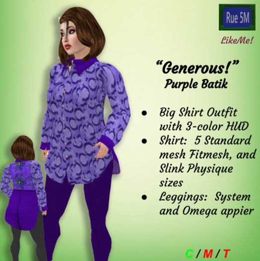 5Ms Generous BigShirt Outfit - Purple (ADD to unpack)