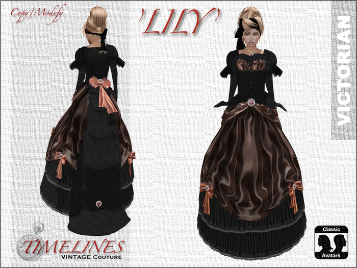 TVC Victorian Evening Dress - Burnt Umber and Copper Edition V1