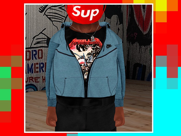 LONE - "TECH-RUNNER" Fleece Hoodie. BLU. 