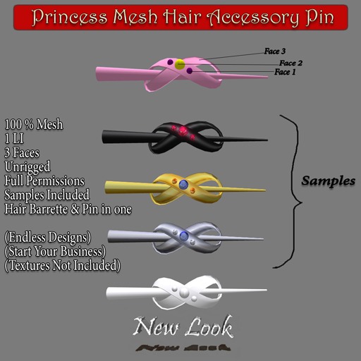 Princess Hair Accessory Pin - 100% Mesh Full Permission Bxd.