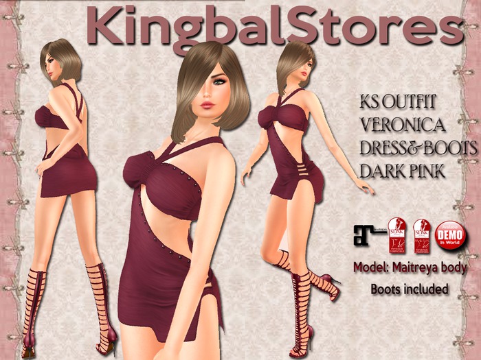 KS OUTFIT VERONICA DRESS&BOOTS DARK PINK