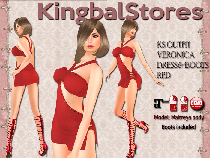 150 KS OUTFIT VERONICA DRESS&BOOTS RED