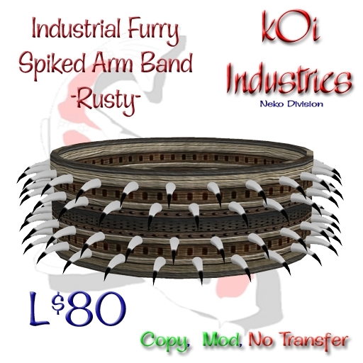 Industrial Furry- Spiked Arm Band - Rusty