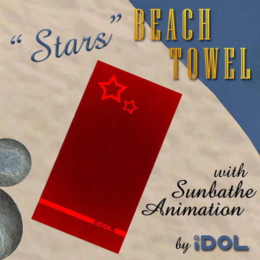 iDOL Beach Towel - Stars (Red) - with sunbathe animation 
