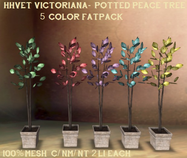 HHVET Victoriana Potted Peace Tree 5 Color FATPACK