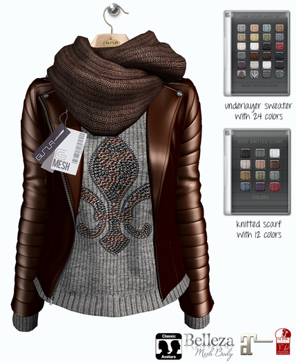 GIZ SEORN - Vixie Leather Jacket Set [Brown]