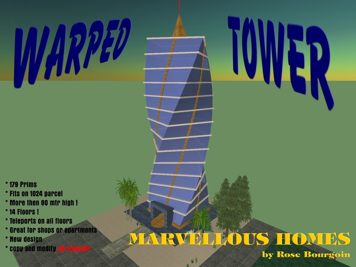 WARPED TOWER for OFFICE, MALL or RENT 